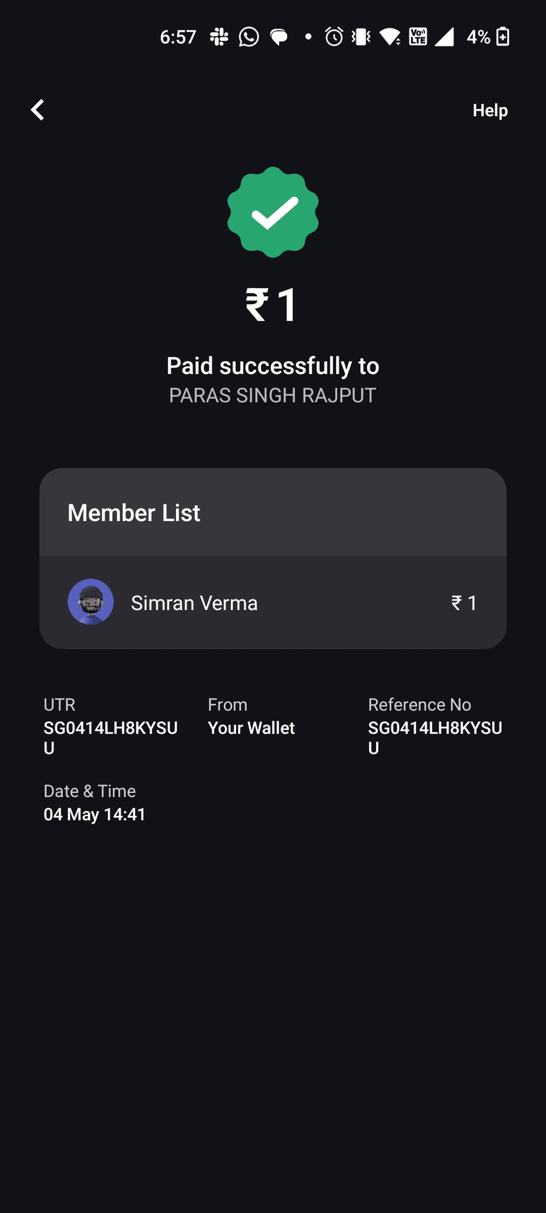 Shelfpay interface before the redesign: payment detail