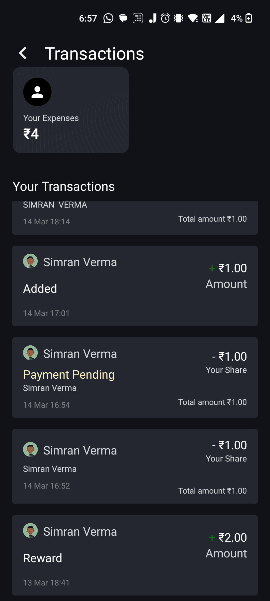 Shelfpay interface before the redesign: transactions