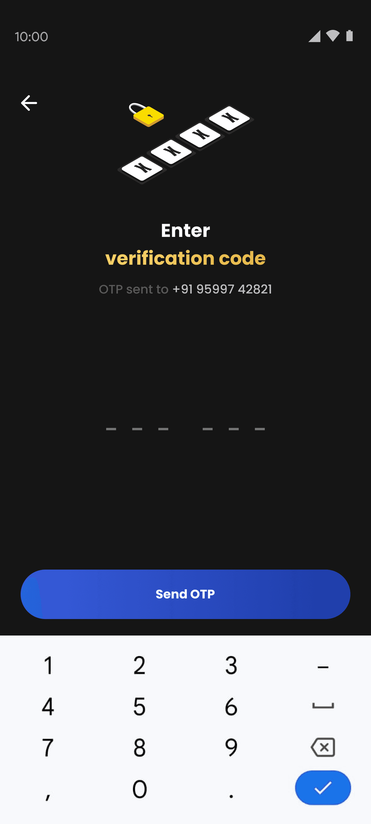 Shelfpay OTP onboarding screen